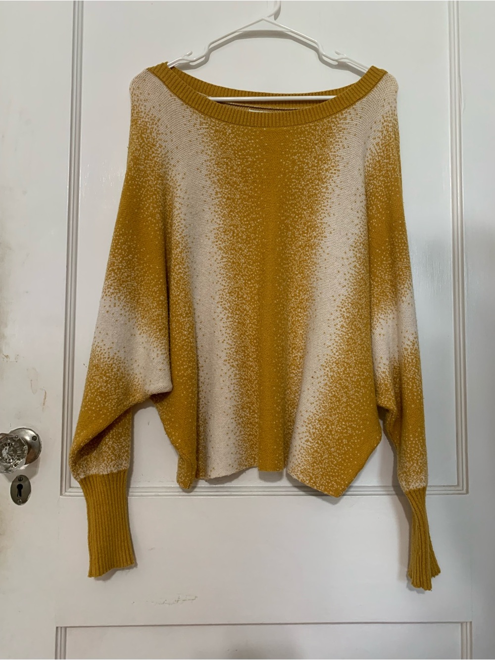 Wonderly Mustard and Cream Ombre Off-the-Shoulder Sweater